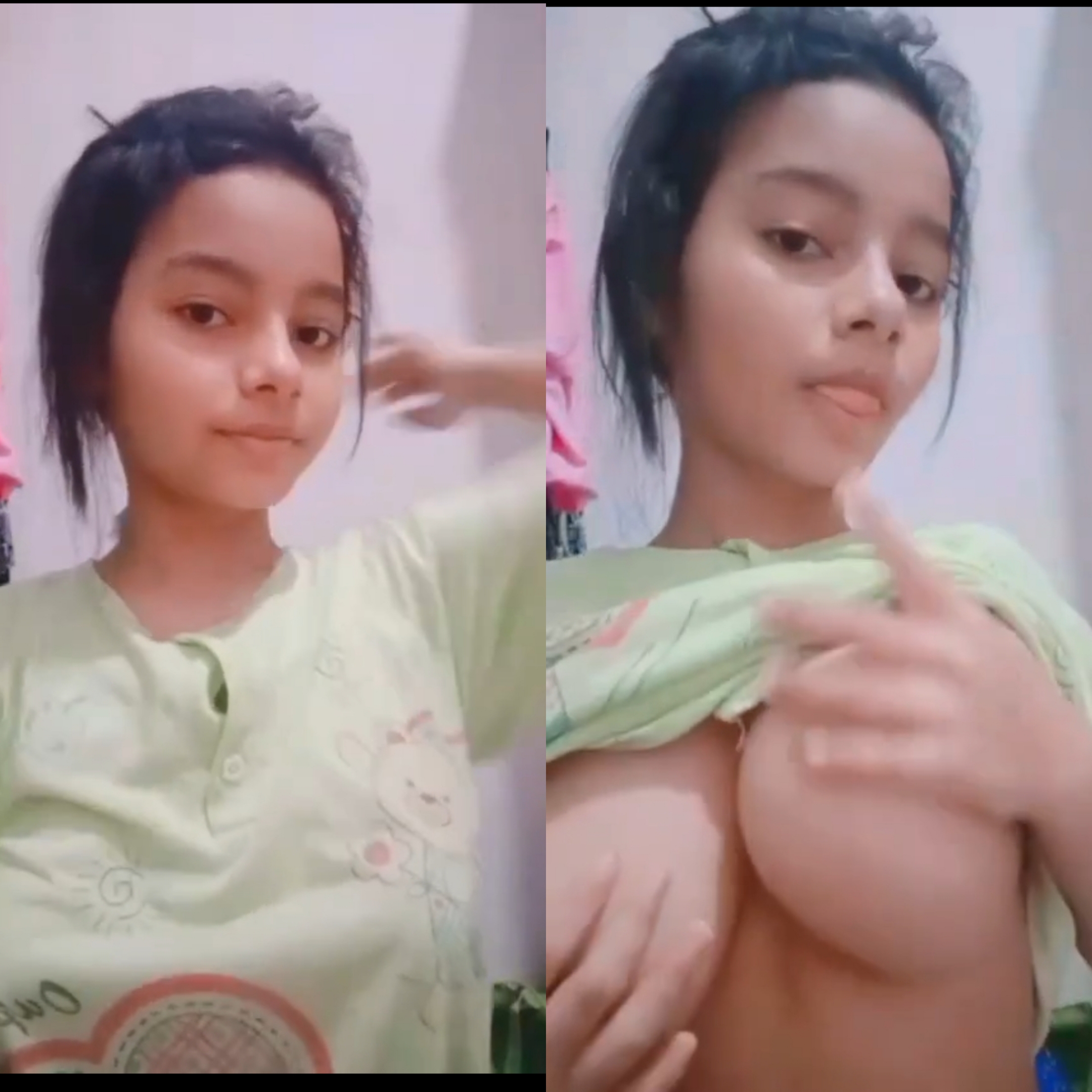 Cute small girl showing big boobs exclusive video