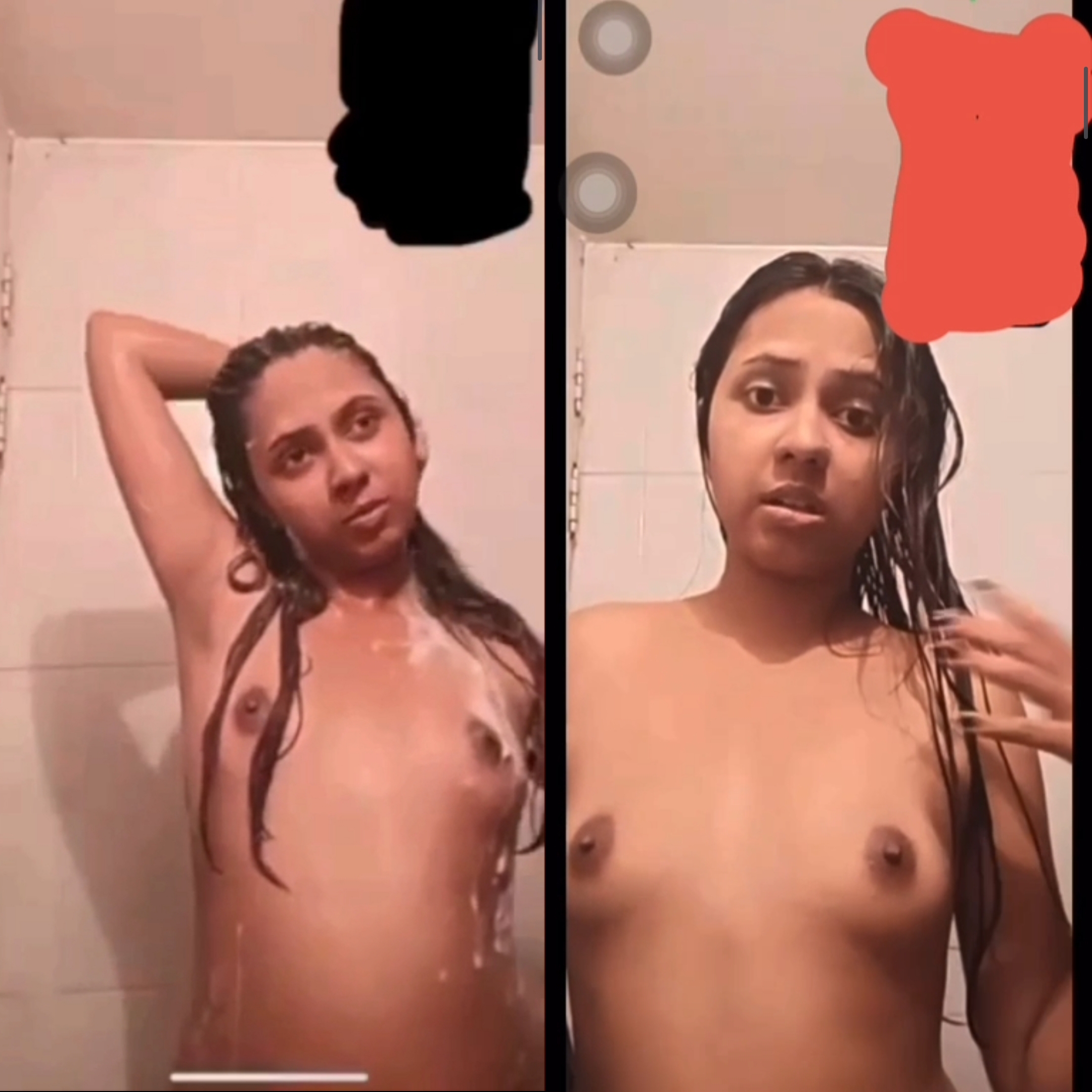 Beautifull girl video call during bathing screen record her boyfriend