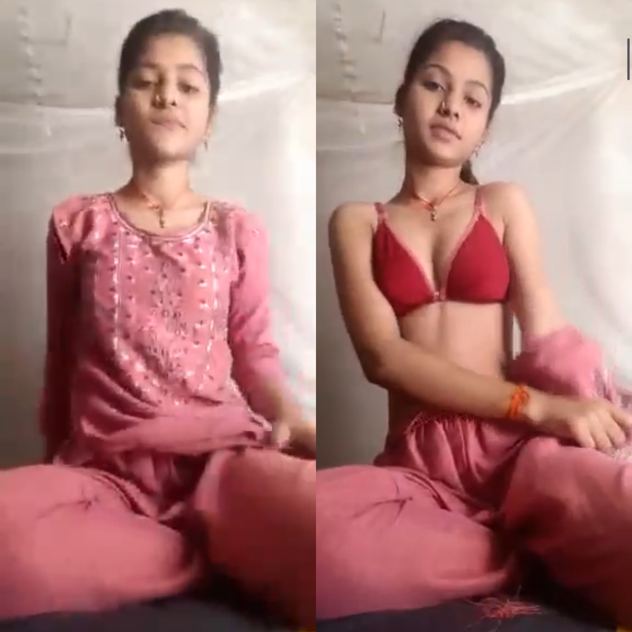 cute beautiful girl slim girl remove cloths and rubbing pussy and pressing cute boobs