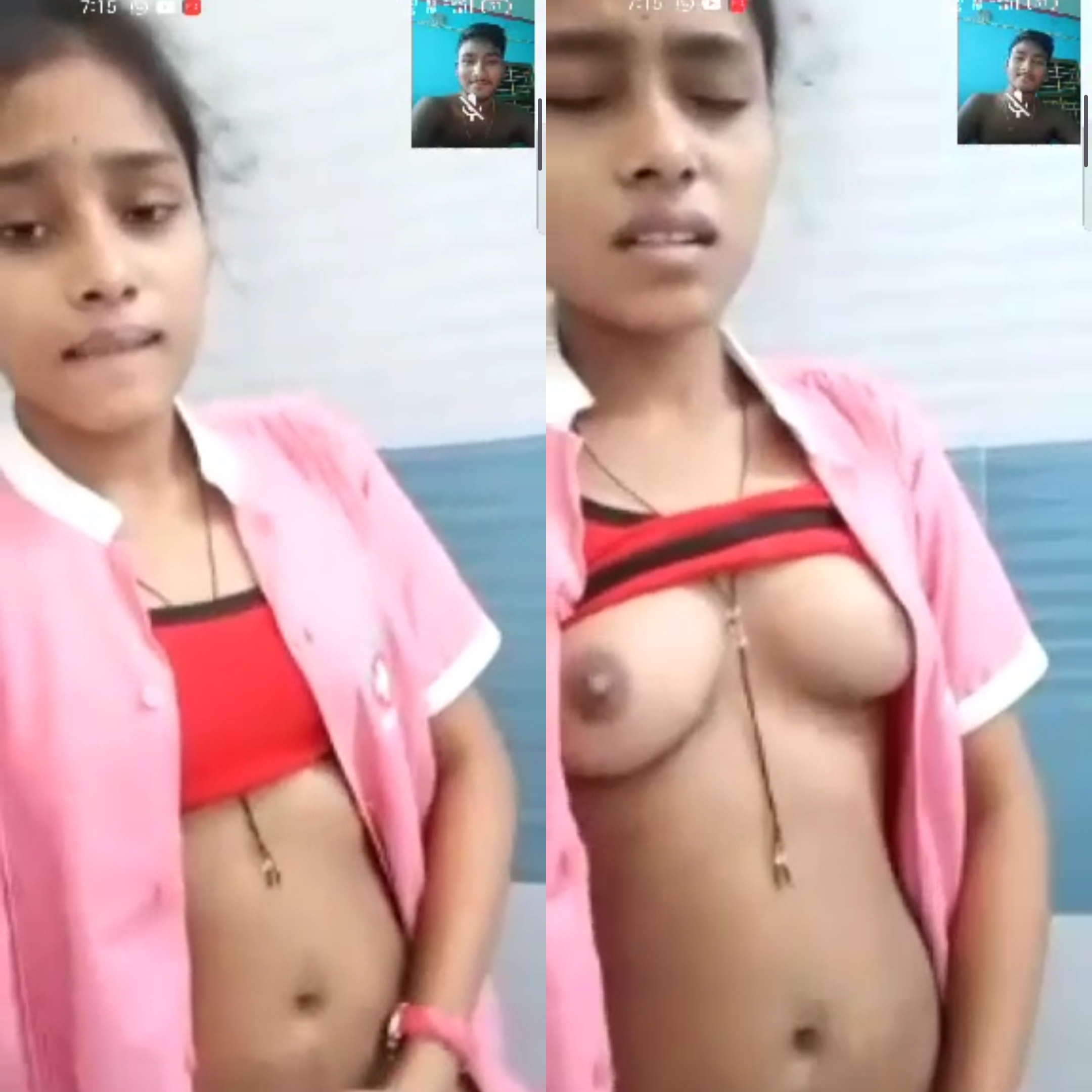 Cute girl showing boobs and pussy on video call with bf