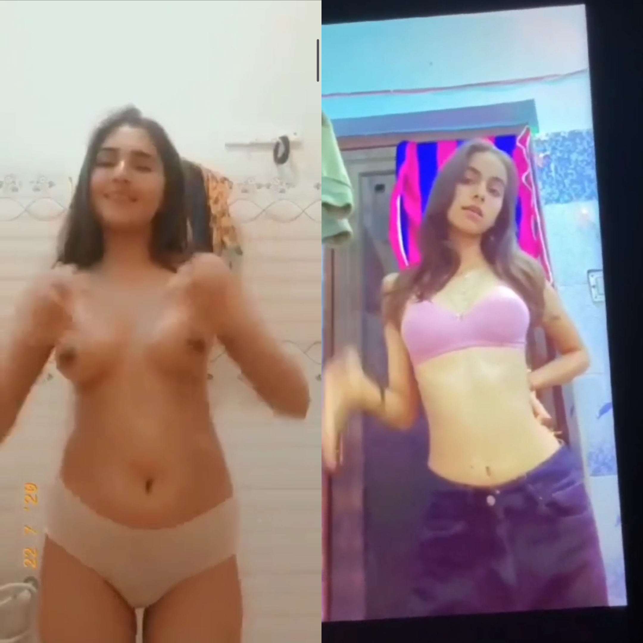 cute girl nude dance on snapchat video record
