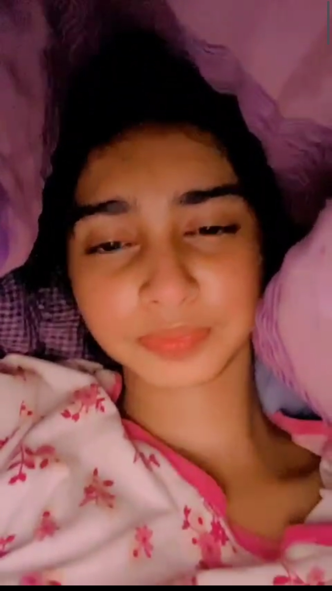 Beautiful girl press boobs in blanket