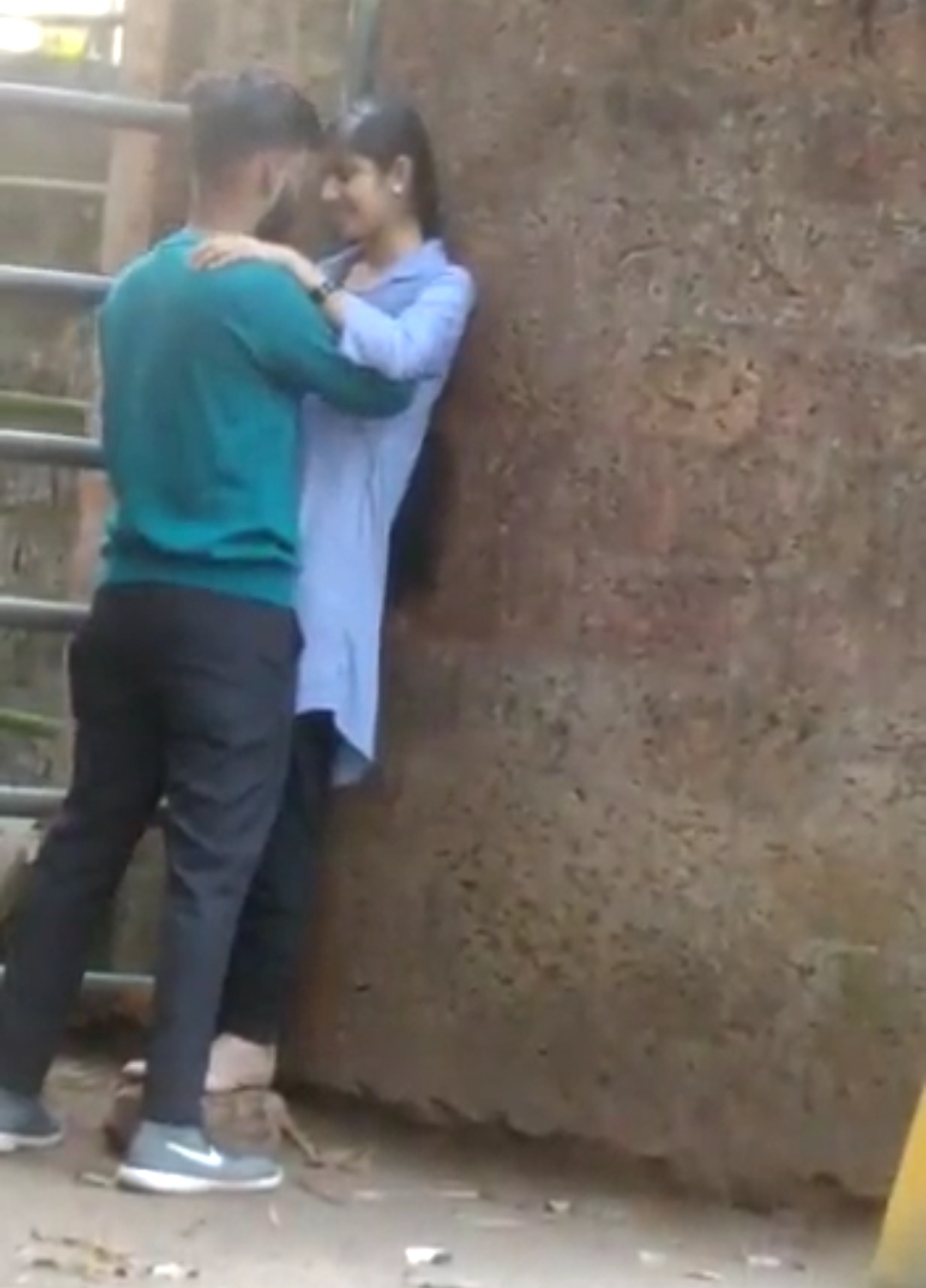 Young Indian Lovers Caught Romancing Outdoors in park