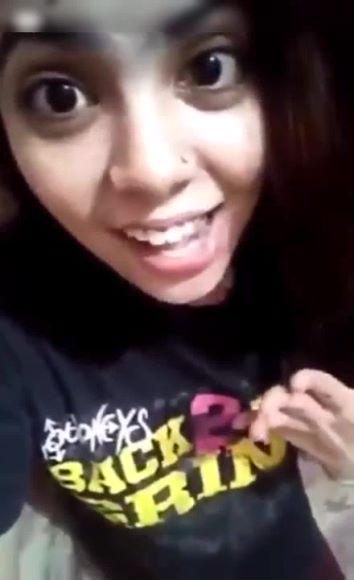 Cute girl suprise Shwoing boobs and licking nipples