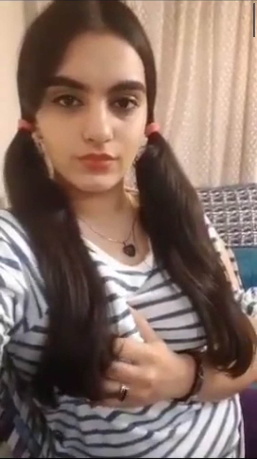 Beautifull cute girl showing boobs and pressing pussy
